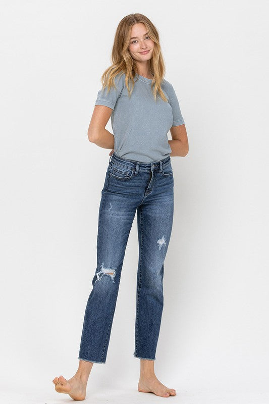 Mid Rise Relaxed Straight Jean