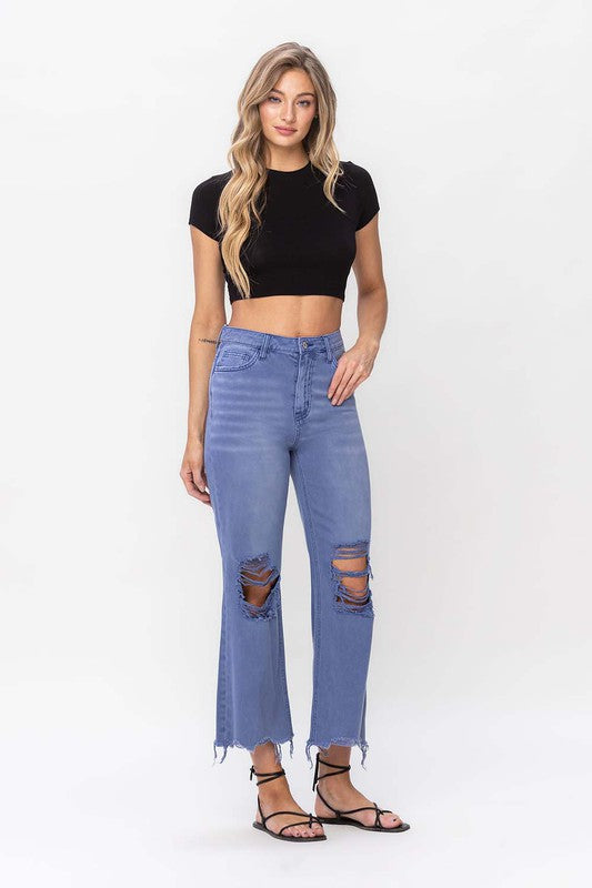 90s Vintage Crop Flare Jeans - Indigo