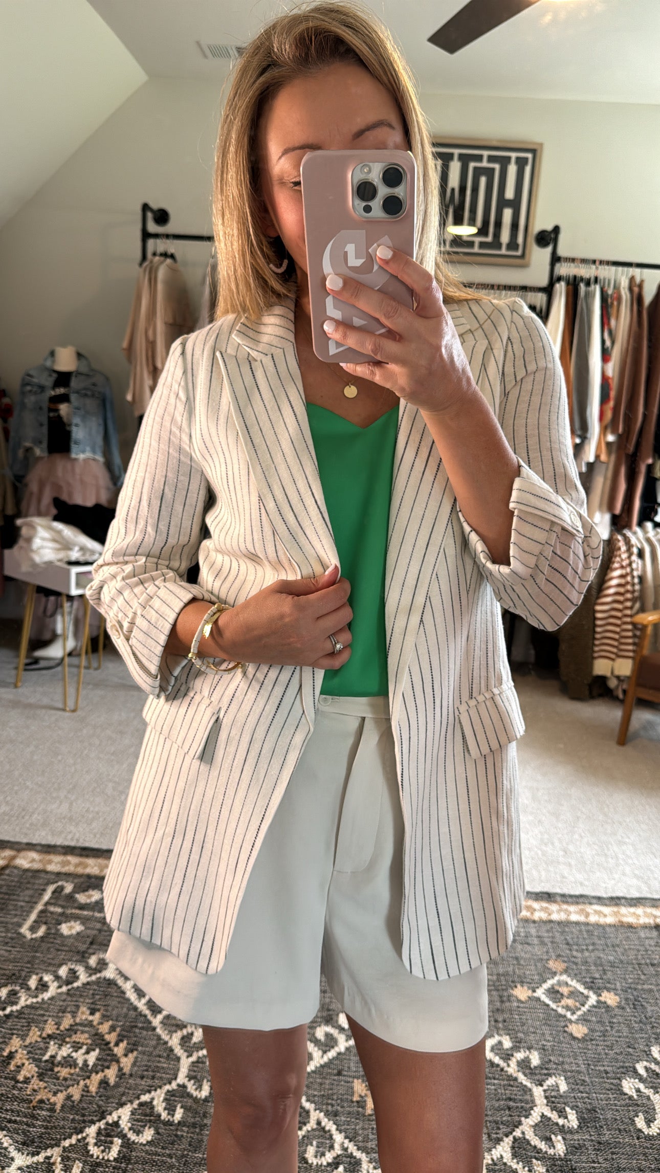 Pinstripe Linen Blazer