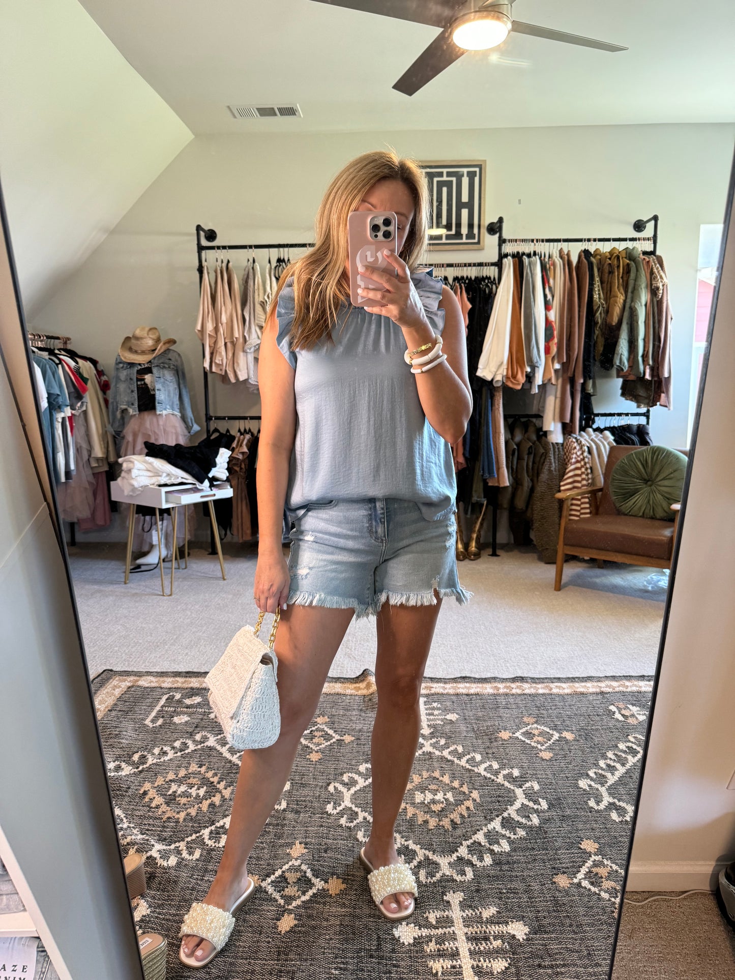 Light Wash Denim Boyfriend Shorts