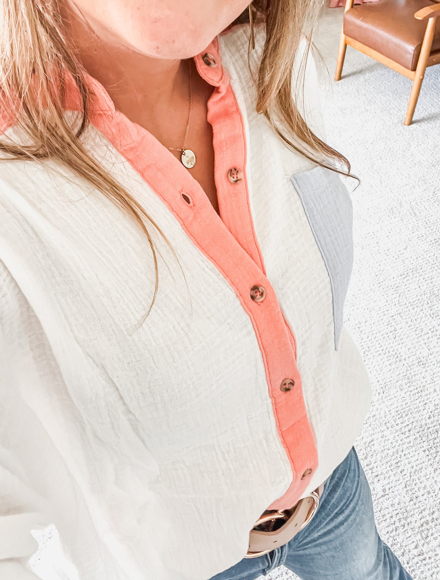 Color Block Button Down