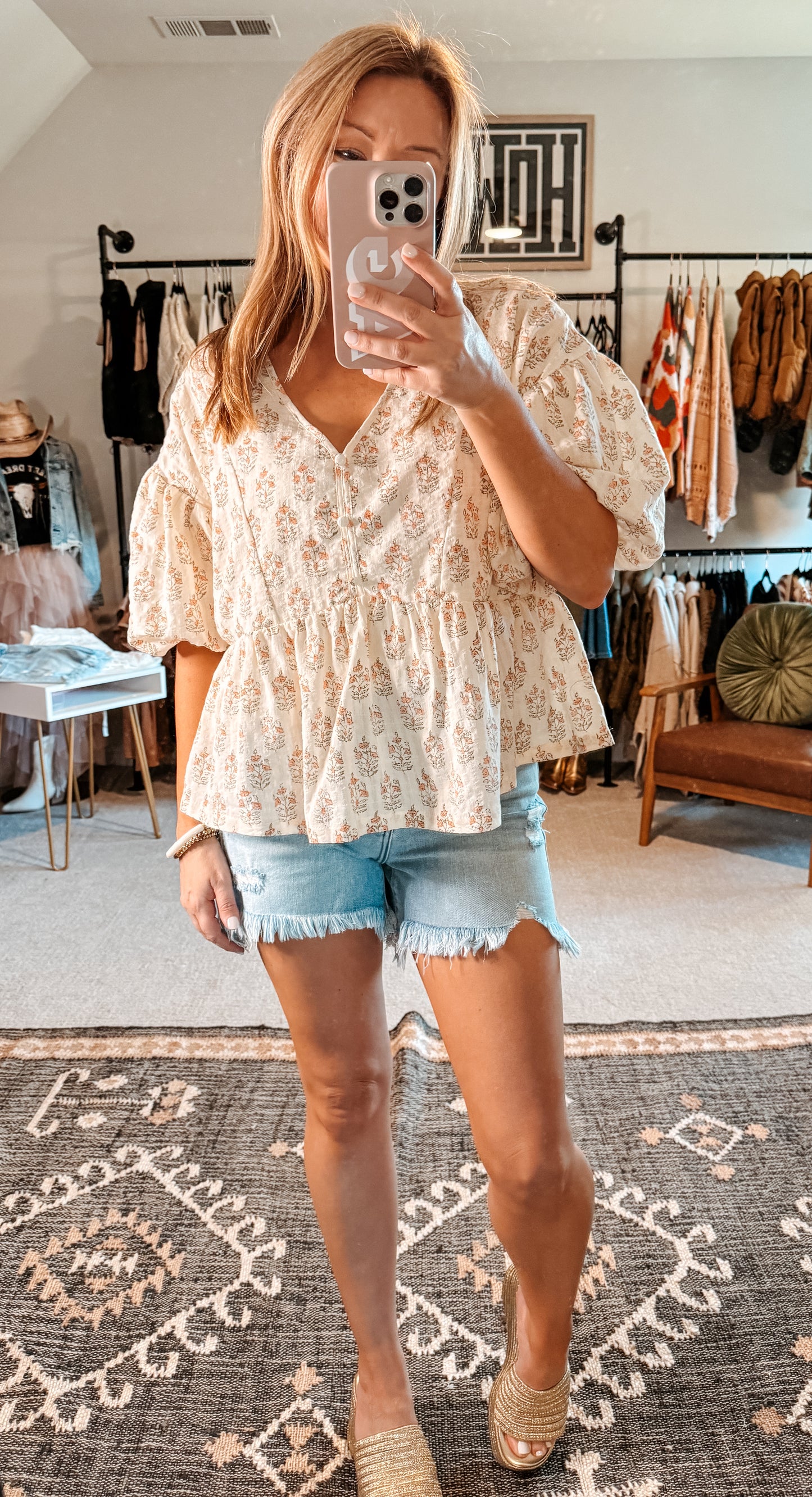 In Bloom Bubble Sleeve Top