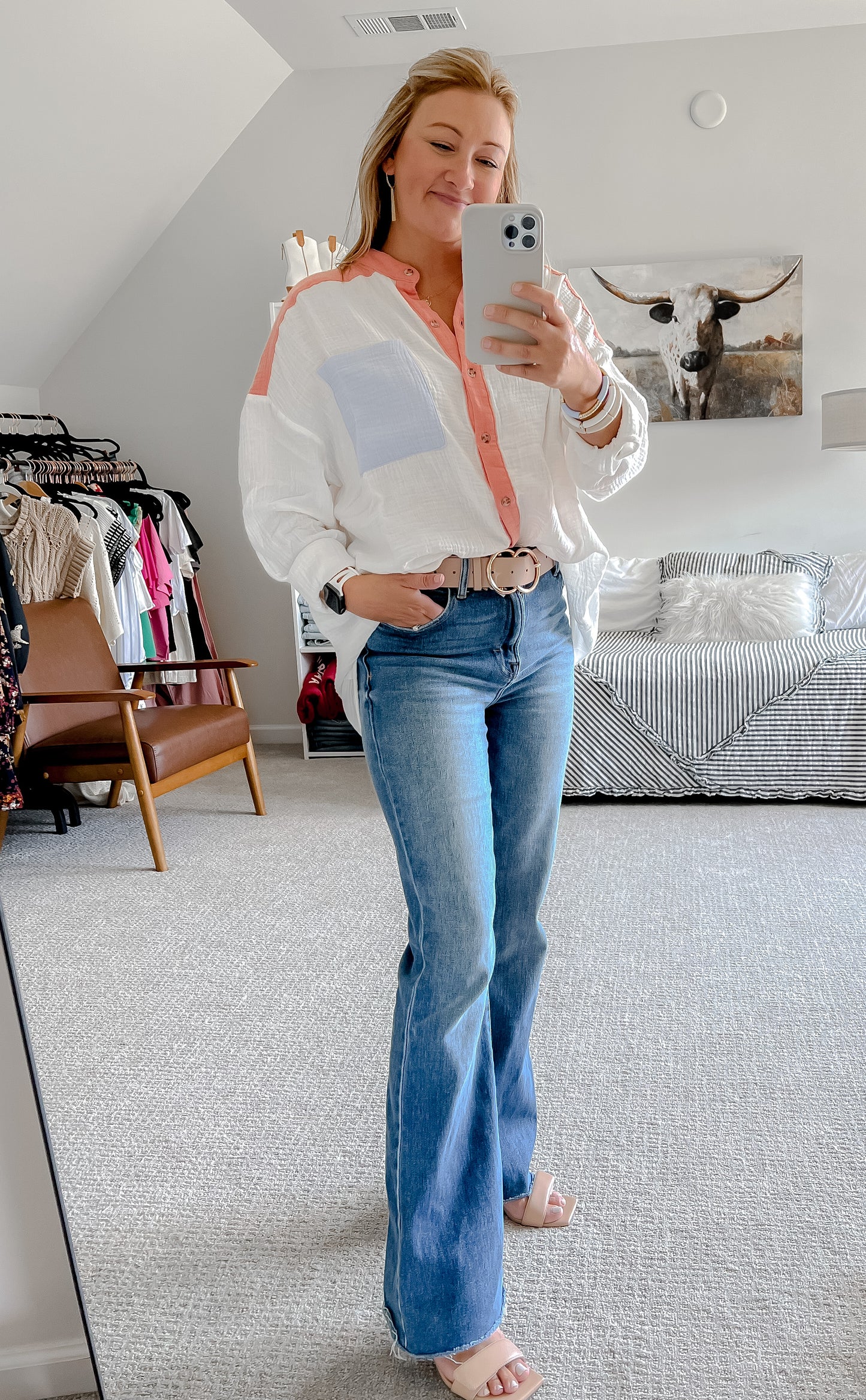 Color Block Button Down