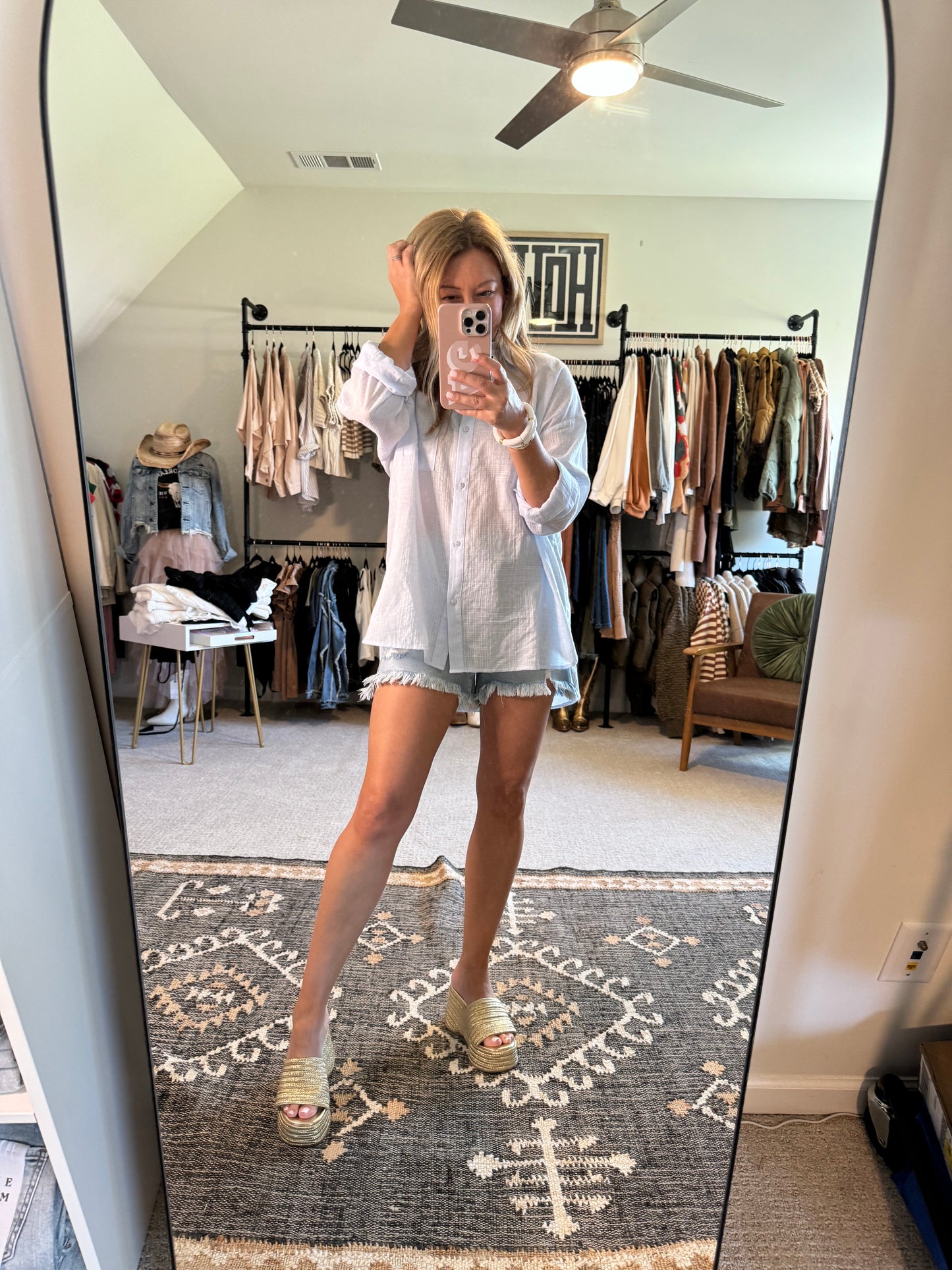 Light Wash Denim Boyfriend Shorts