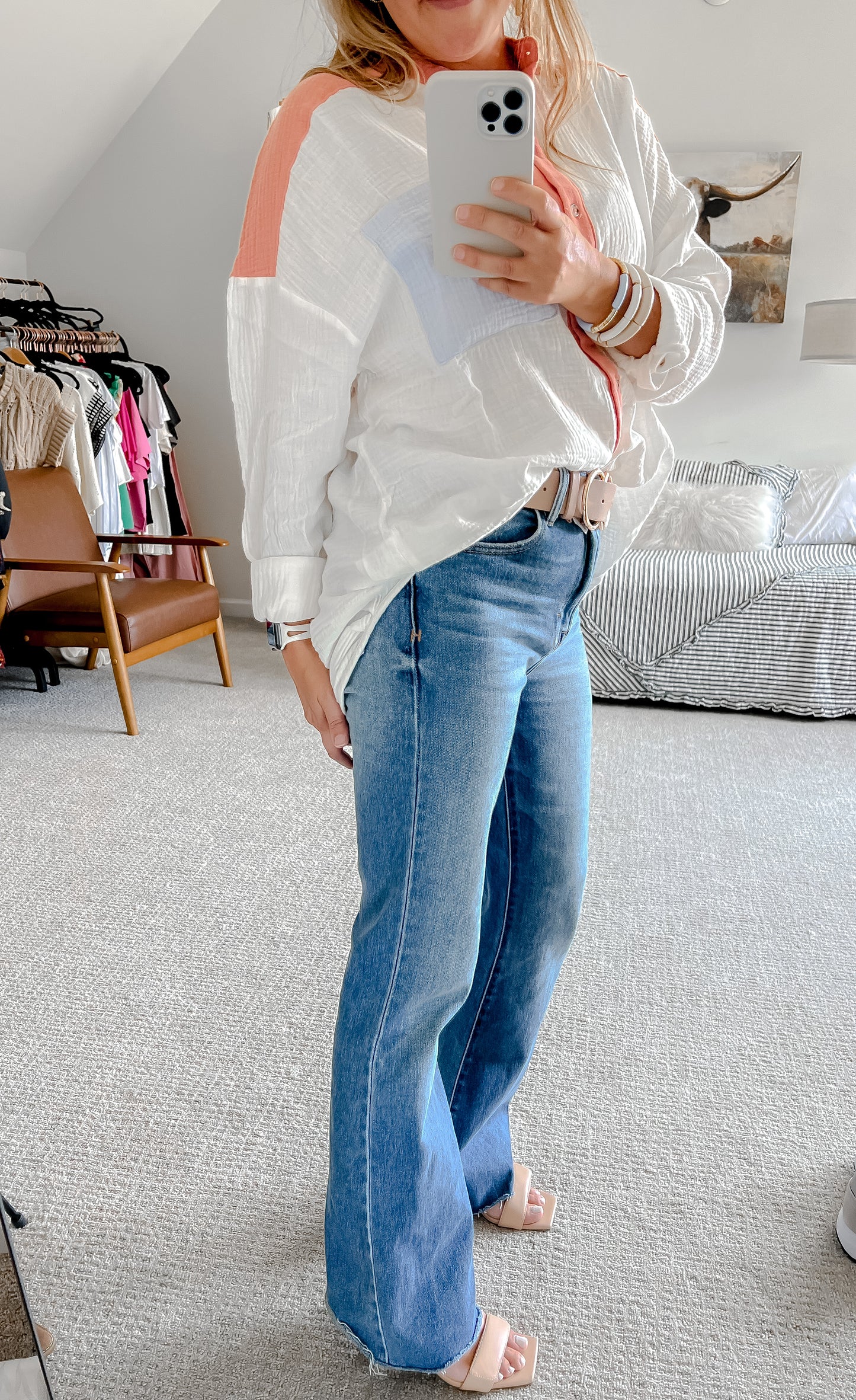 Color Block Button Down