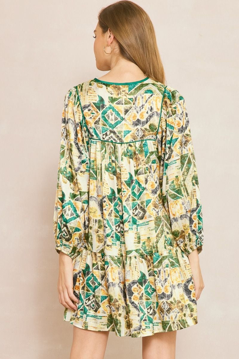 Nola Green Printed Dress