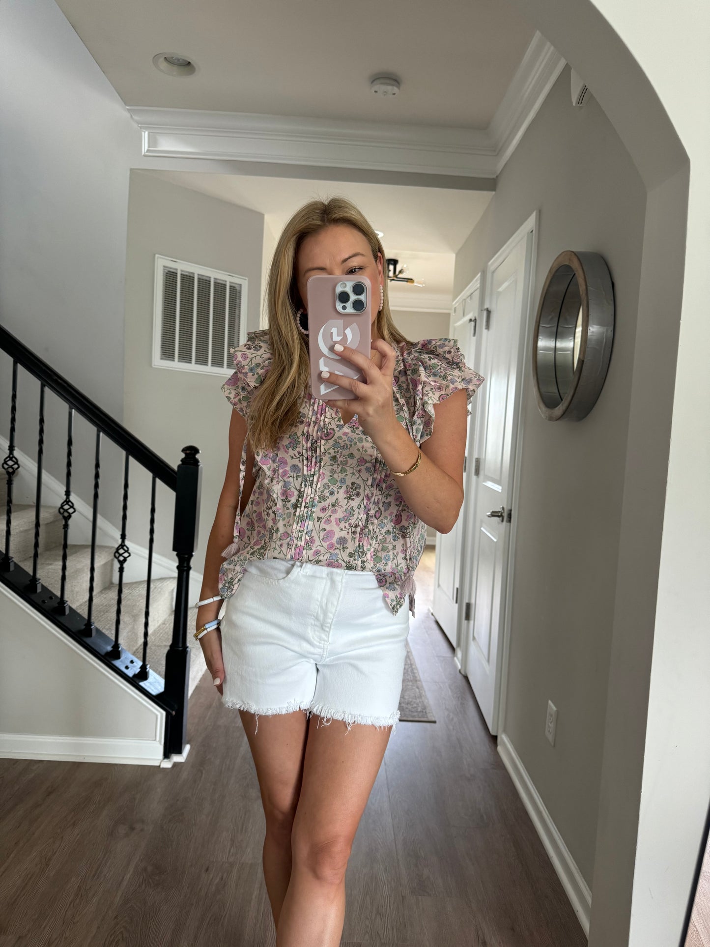 Emma White Denim Shorts