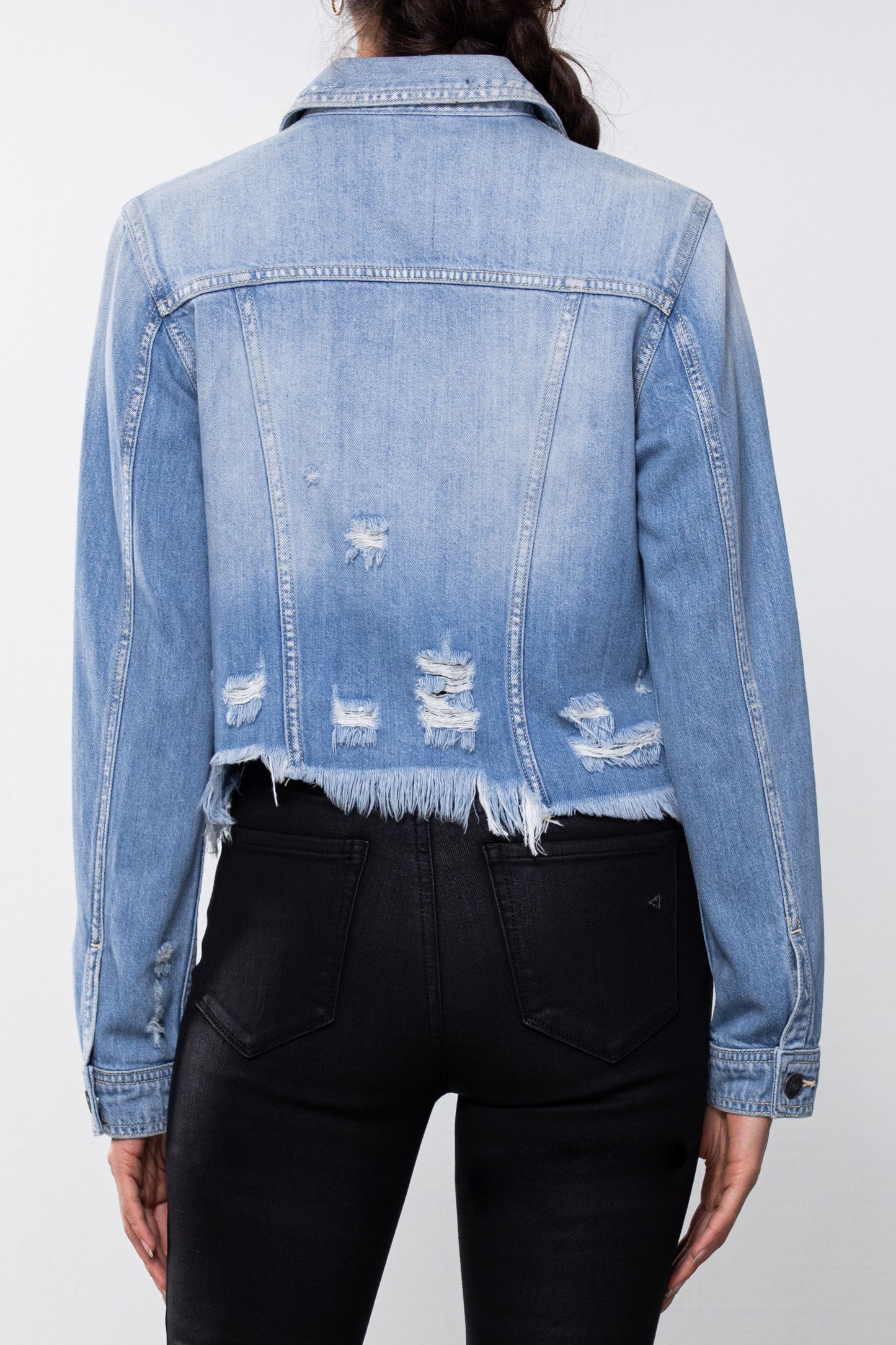 Light Wash Distressed Denim Jacket