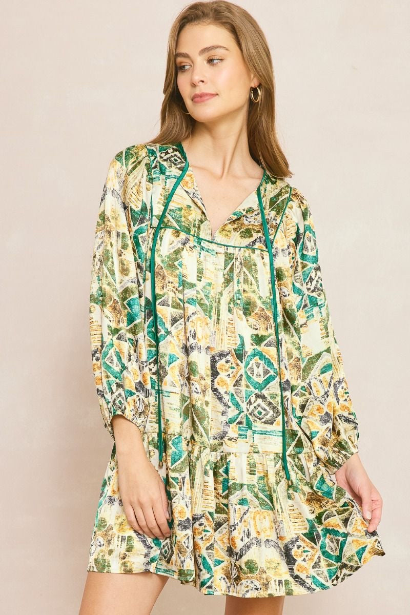 Nola Green Printed Dress