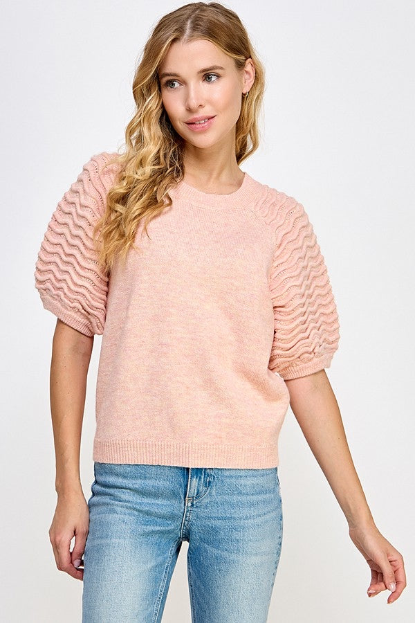 Zig Zag Bubble Sleeve Sweater