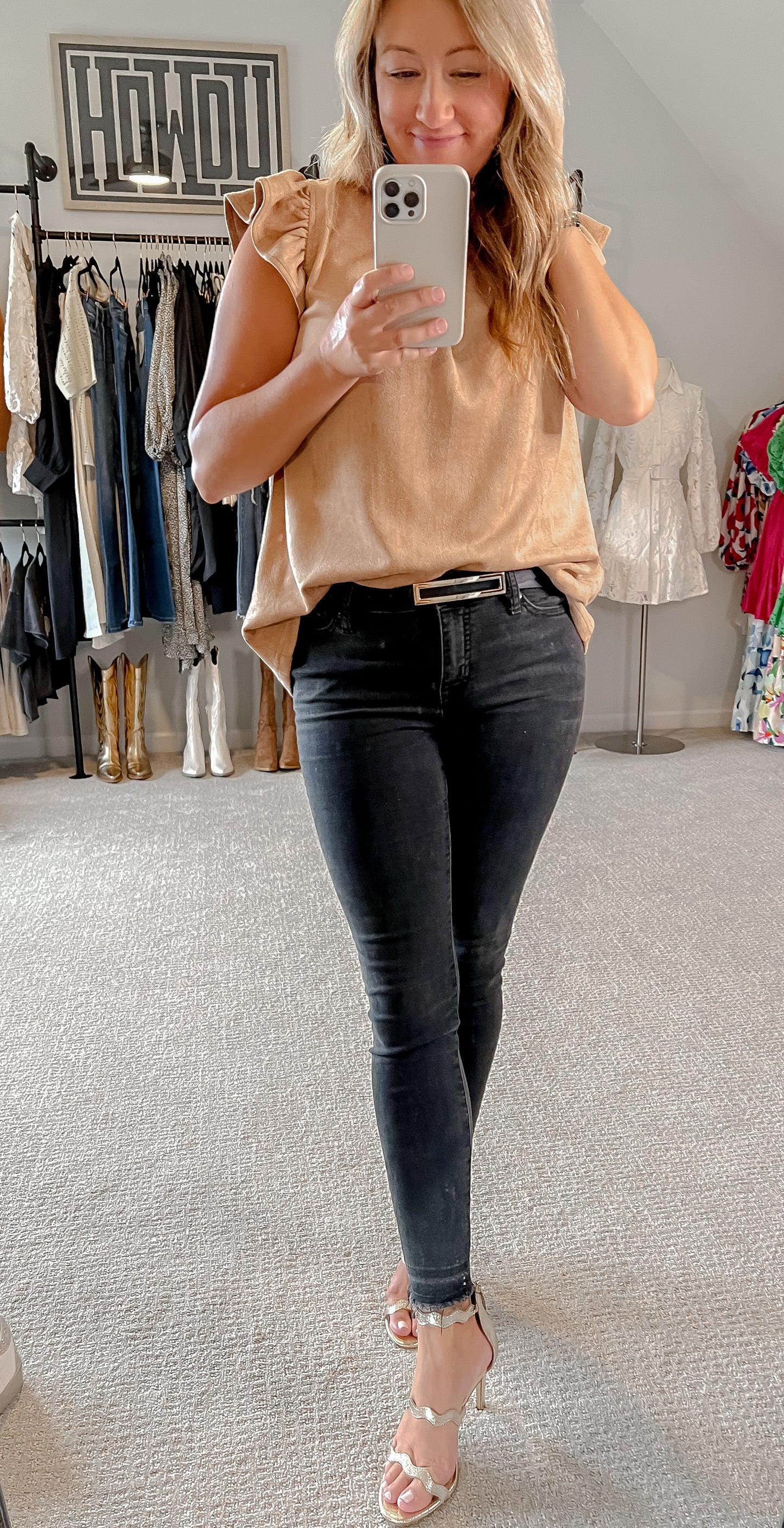 Caramel Flutter Sleeve Top