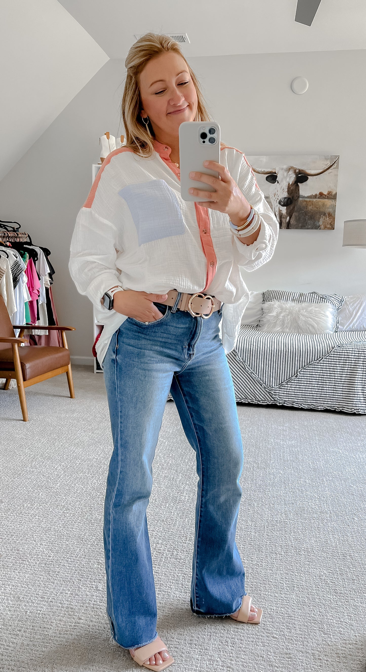 Color Block Button Down