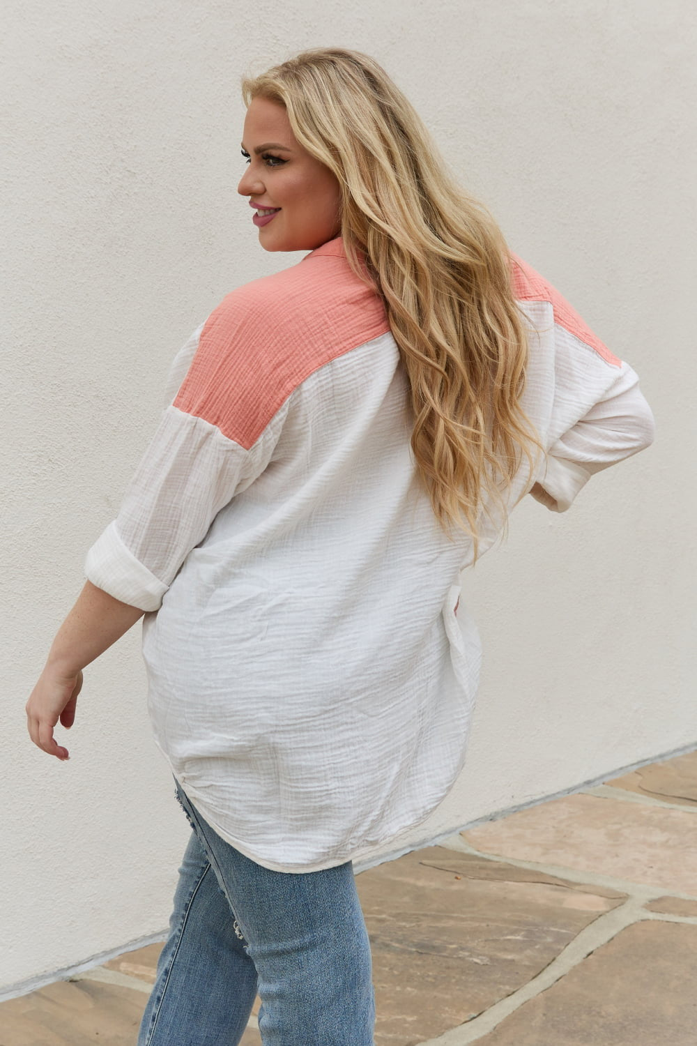Color Block Button Down