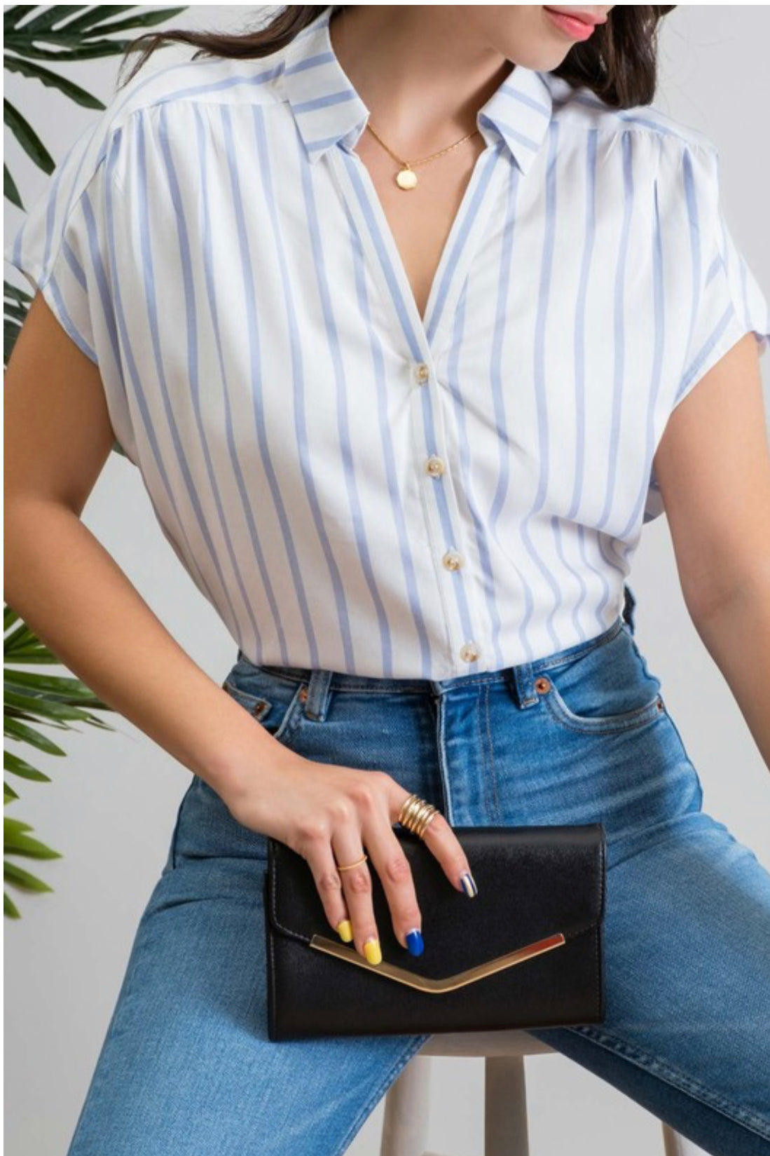 Breezy Blue Striped Top