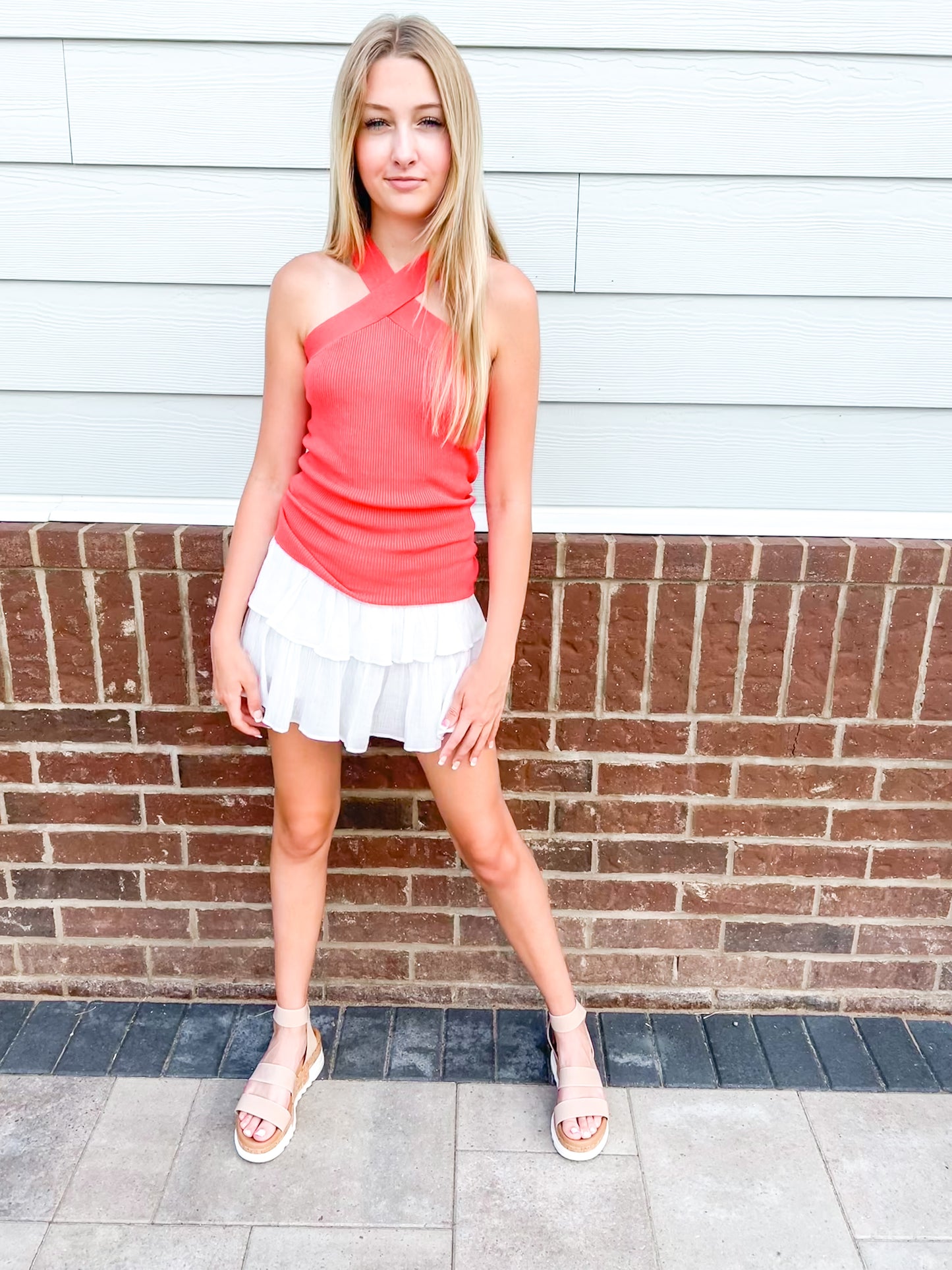 Coral Criss Cross Tank