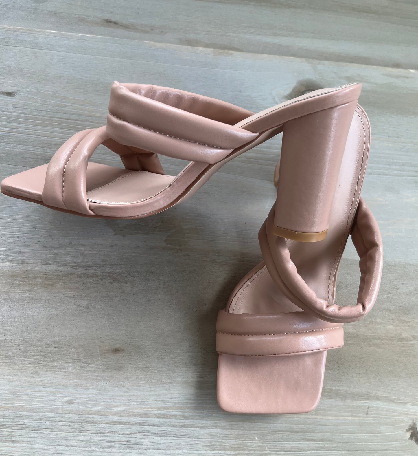 Puffy Strap Nude Heel