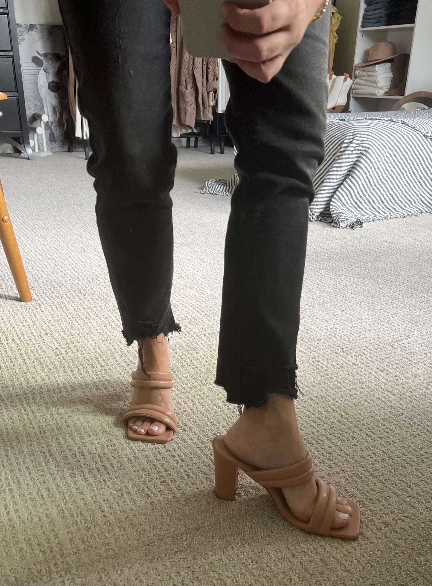 Puffy Strap Nude Heel