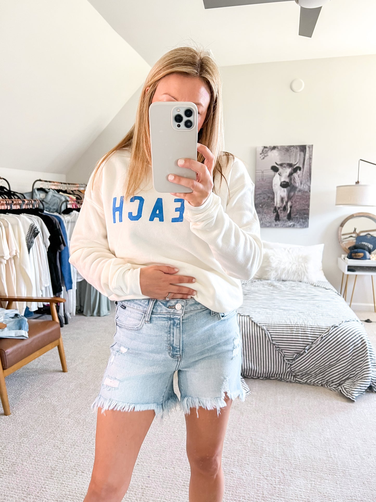 Light Wash Denim Boyfriend Shorts