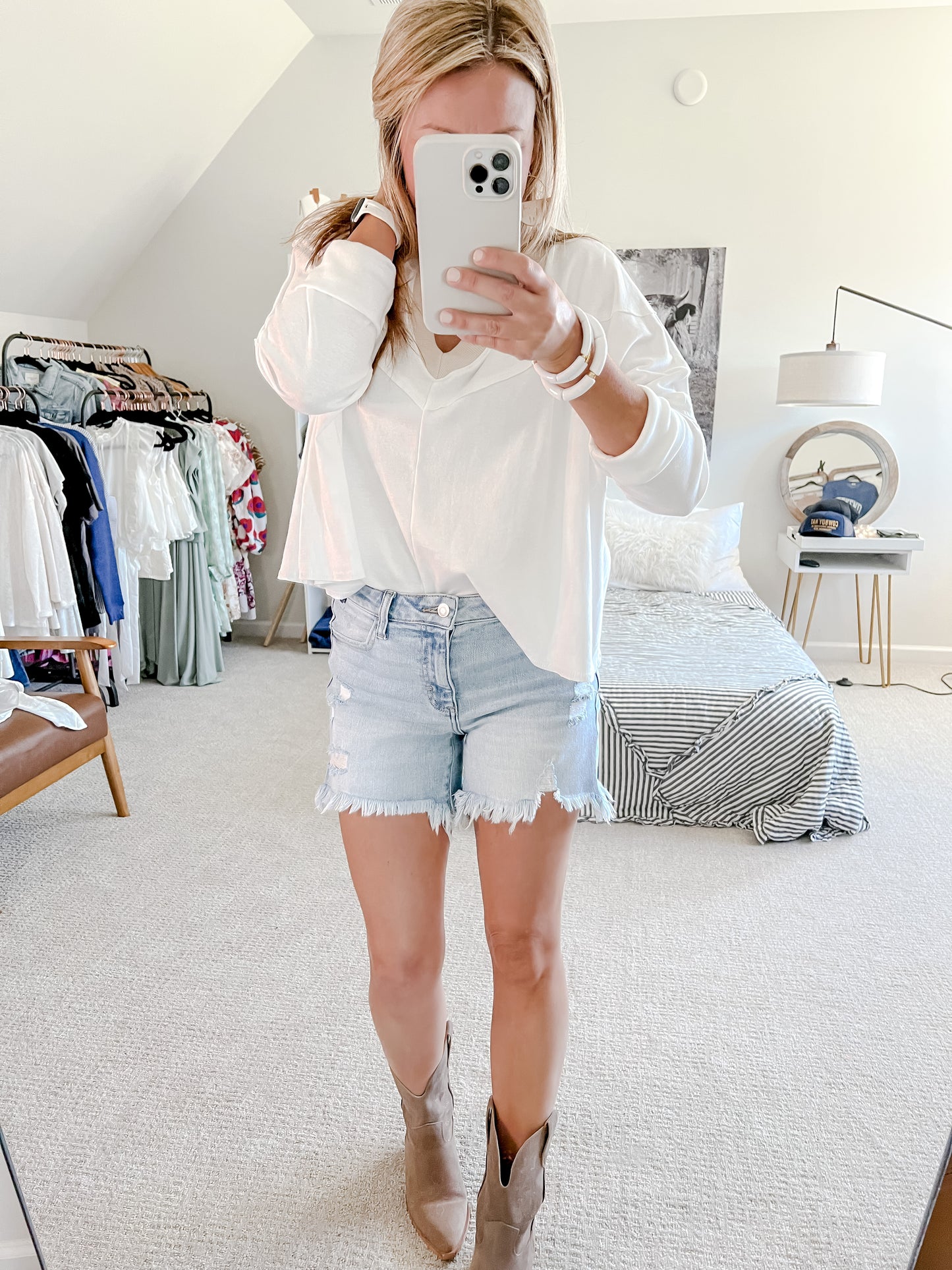 Light Wash Denim Boyfriend Shorts