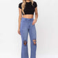 90s Vintage Crop Flare Jeans - Indigo