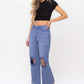 90s Vintage Crop Flare Jeans - Indigo