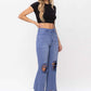 90s Vintage Crop Flare Jeans - Indigo
