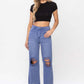 90s Vintage Crop Flare Jeans - Indigo