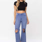 90s Vintage Crop Flare Jeans - Indigo
