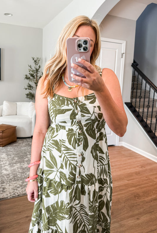 Breezy Palm Leafy Sundress