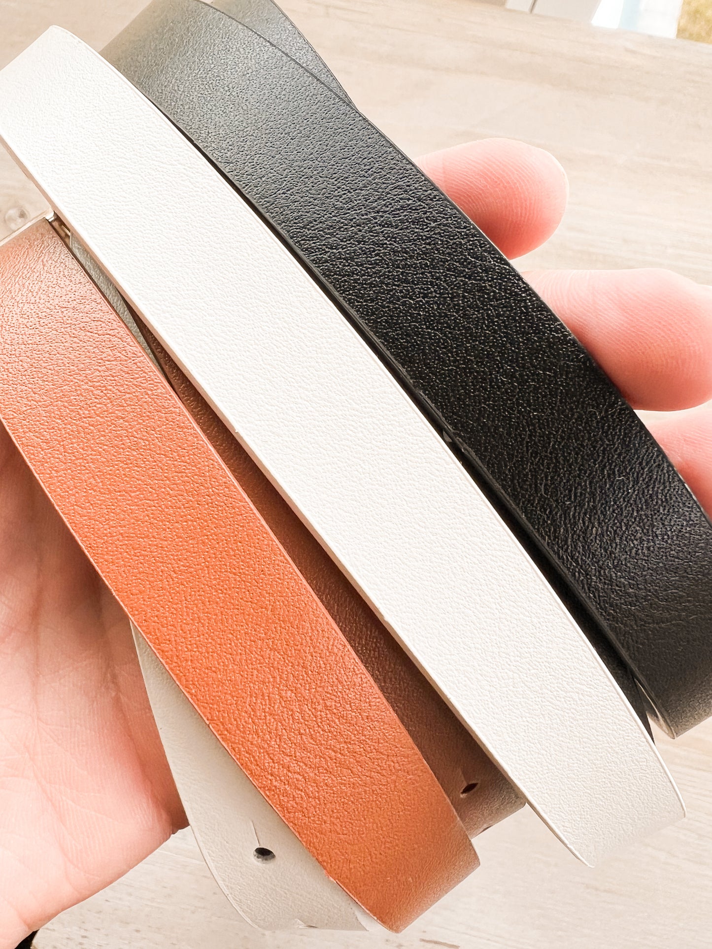 Skinny Rectangle Vegan Leather Belt