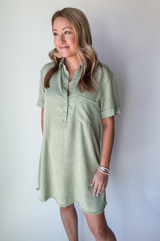 Buttery Soft Olive Shirt Dress