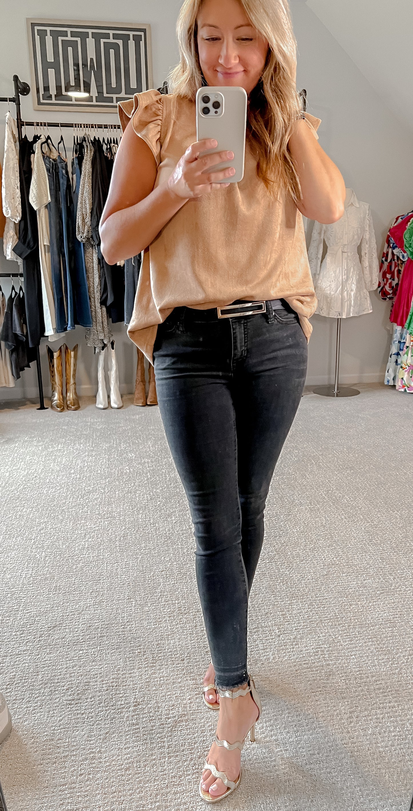 Skinny Rectangle Vegan Leather Belt