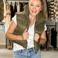 Cropped Olive Puffer Vest