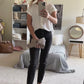 Black Skinny Raw Hem Jean