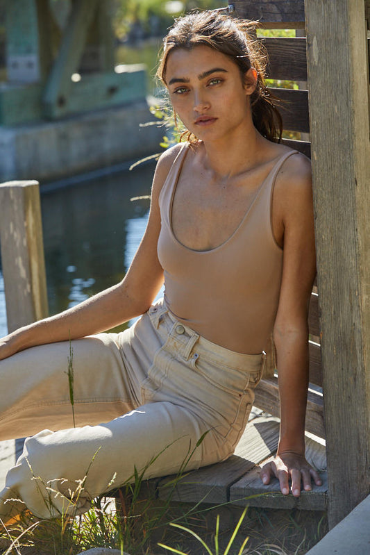 Scoop Neck Butter Soft Tank w/ Built-In Bra