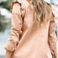 Tan Shacket with Ruffle Trim