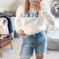 High Rise Mid-length Denim Shorts