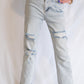 Light Wash Distressed Straight Jeans